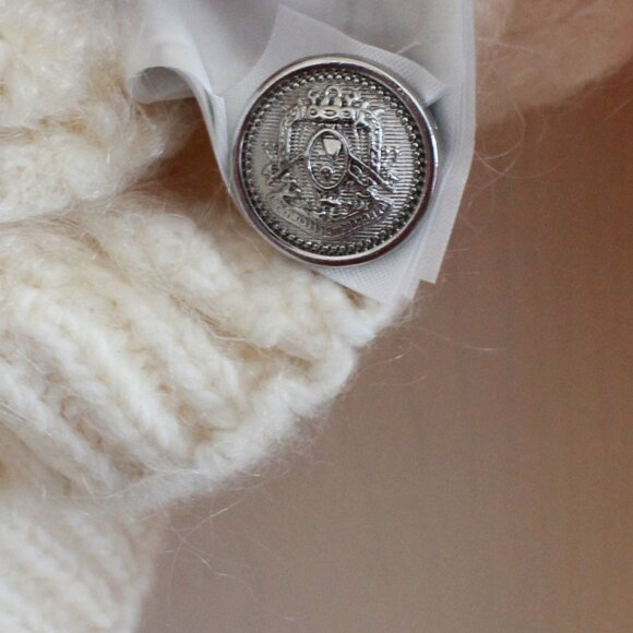 H&M Wool Blend Bouclé Cardigan in Cream - Picture 7 of 11